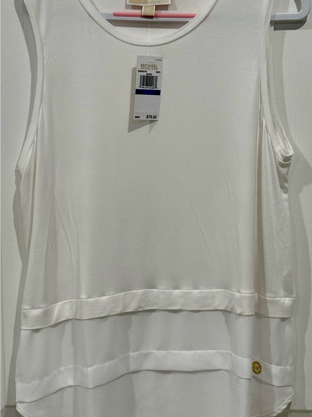 Michael Kors White Layered Hem Sleeveless Tank
